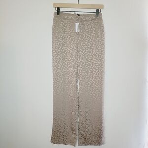 Banana Republic Satin Pants Women's Petite XS Leopard Print Tan Classic City